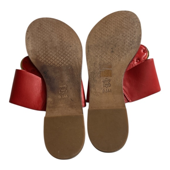 Tory Burch Red Sandals with Gold Accents - Picture 10 of 11